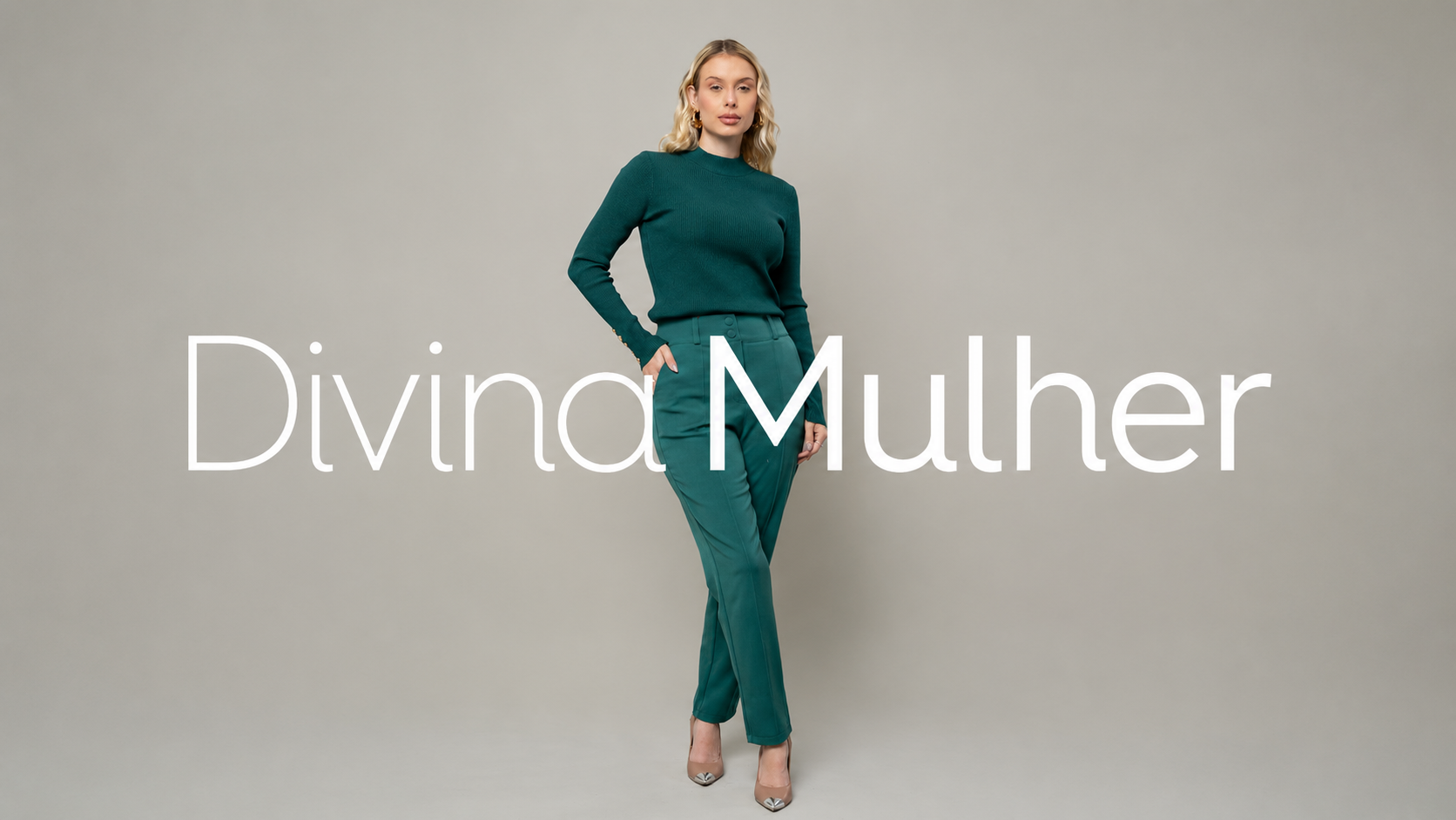 Divina Mulher — look verde esmeralda com tricô e calça de alfaiataria